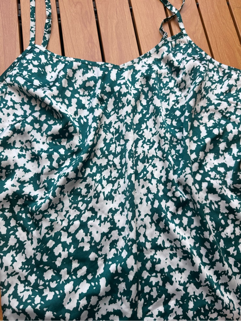 White House Black Market Green and White Printed Cami
